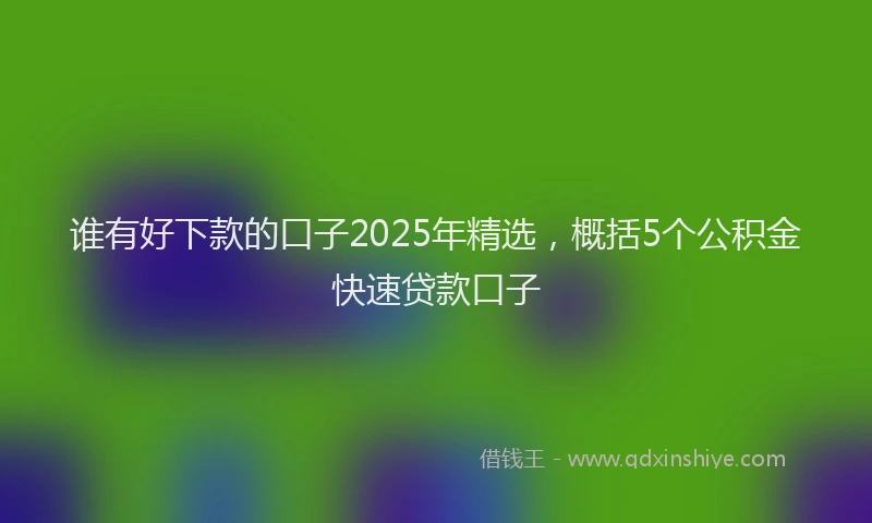 谁有好下款的口子2025年精选，概括5个公积金快速贷款口子