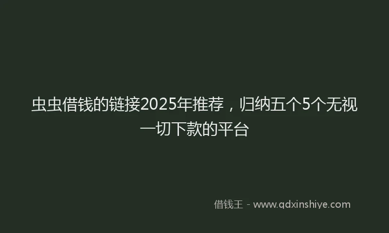 虫虫借钱的链接2025年推荐，归纳五个5个无视一切下款的平台