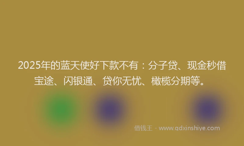2025年的蓝天使好下款不有：分子贷、现金秒借宝途、闪银通、贷你无忧、橄榄分期等。