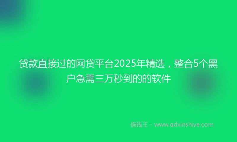贷款直接过的网贷平台2025年精选，整合5个黑户急需三万秒到的的软件