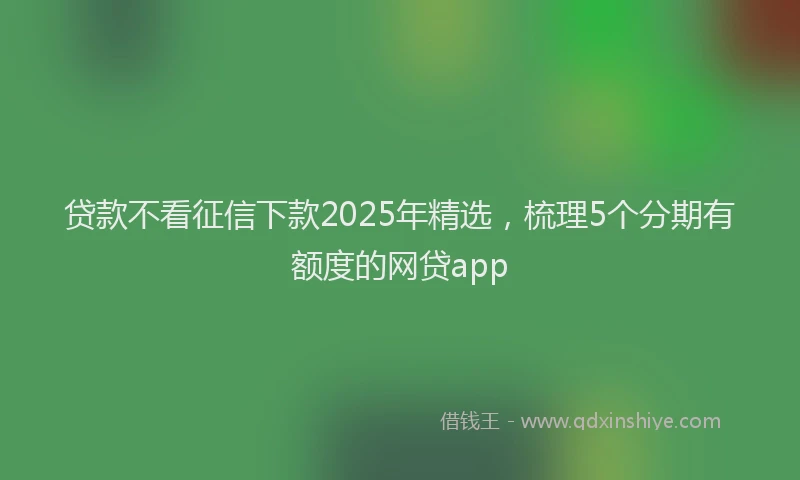 贷款不看征信下款2025年精选，梳理5个分期有额度的网贷app
