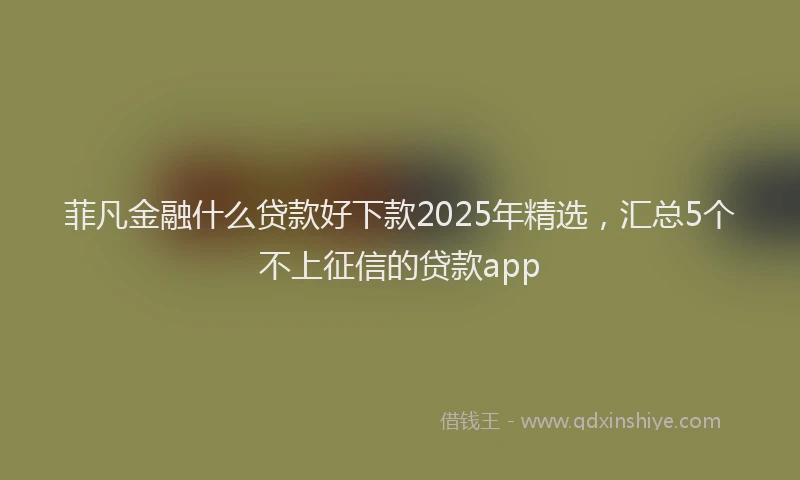 菲凡金融什么贷款好下款2025年精选，汇总5个不上征信的贷款app