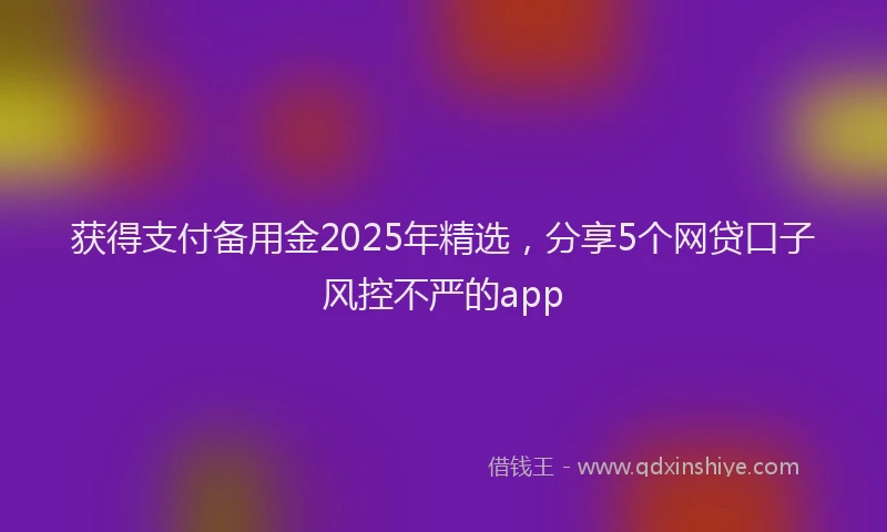 获得支付备用金2025年精选，分享5个网贷口子风控不严的app