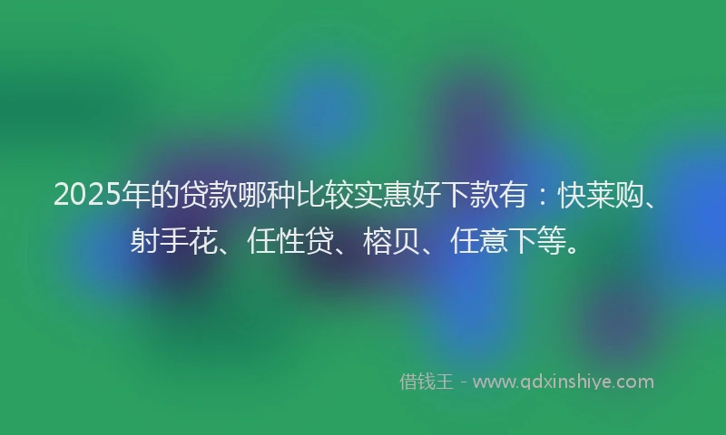 2025年的贷款哪种比较实惠好下款有：快莱购、射手花、任性贷、榕贝、任意下等。
