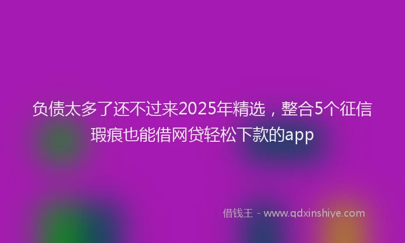 负债太多了还不过来2025年精选，整合5个征信瑕疵也能借网贷轻松下款的app