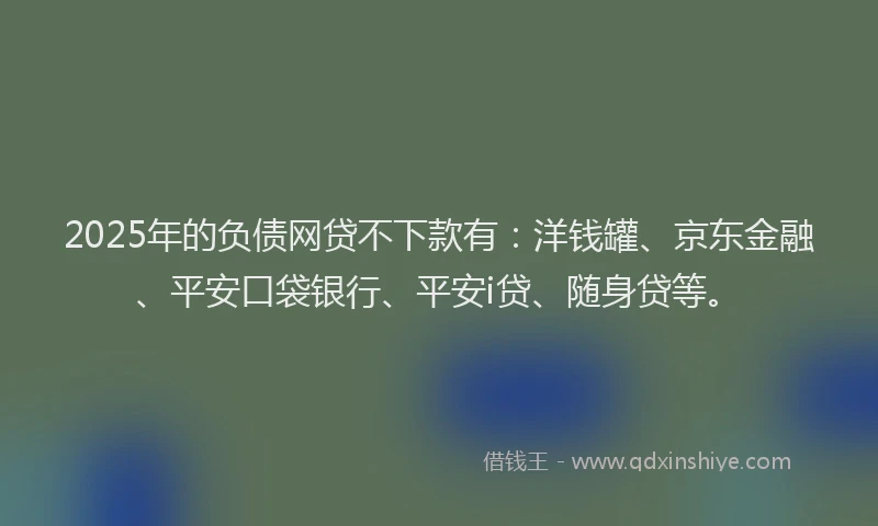 2025年的负债网贷不下款有：洋钱罐、京东金融、平安口袋银行、平安i贷、随身贷等。