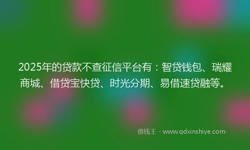 2025年的贷款不查征信平台有：智贷钱包、瑞耀商城、借贷宝快贷、时光分期、易借速贷融等。