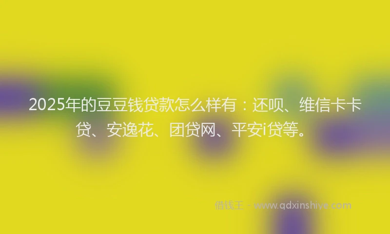 2025年的豆豆钱贷款怎么样有：还呗、维信卡卡贷、安逸花、团贷网、平安i贷等。