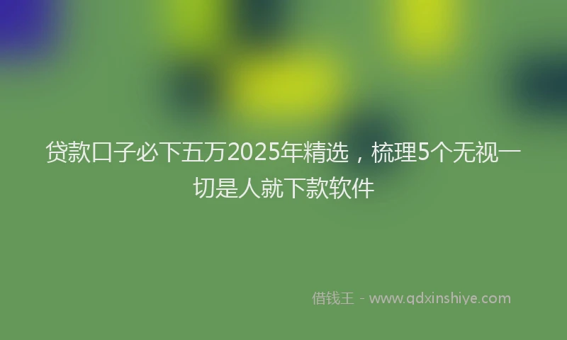 贷款口子必下五万2025年精选，梳理5个无视一切是人就下款软件