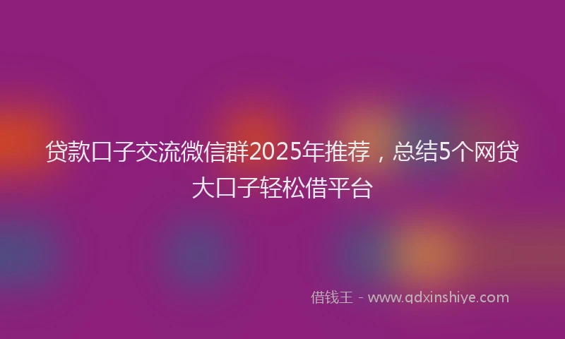贷款口子交流微信群2025年推荐，总结5个网贷大口子轻松借平台