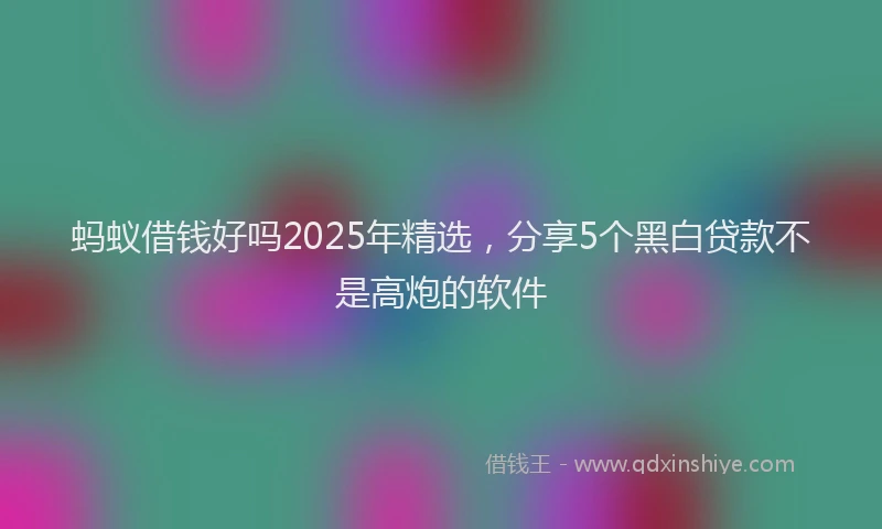 蚂蚁借钱好吗2025年精选，分享5个黑白贷款不是高炮的软件