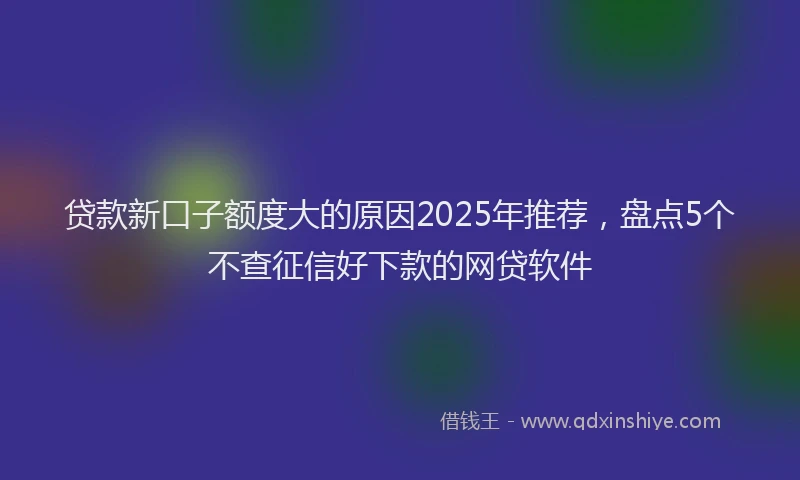 贷款新口子额度大的原因2025年推荐，盘点5个不查征信好下款的网贷软件