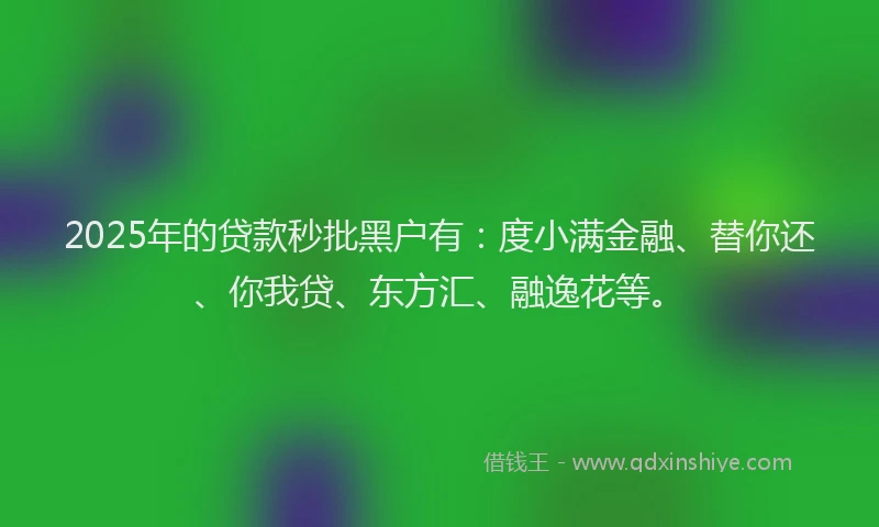 2025年的贷款秒批黑户有：度小满金融、替你还、你我贷、东方汇、融逸花等。