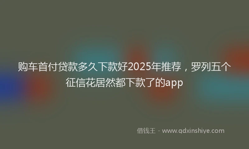 购车首付贷款多久下款好2025年推荐，罗列五个征信花居然都下款了的app