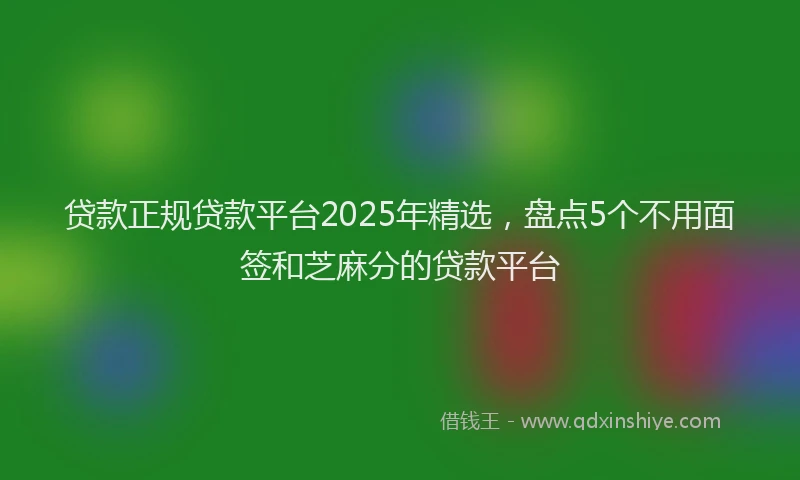 贷款正规贷款平台2025年精选，盘点5个不用面签和芝麻分的贷款平台