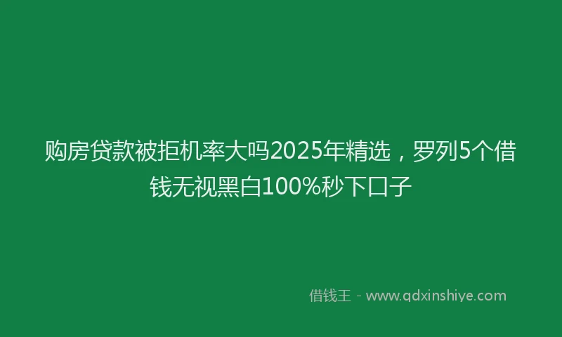 购房贷款被拒机率大吗2025年精选，罗列5个借钱无视黑白100%秒下口子