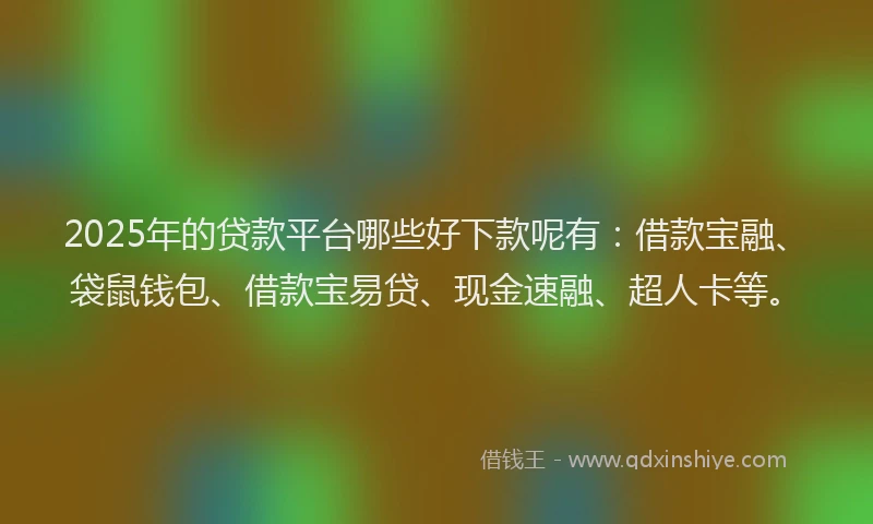 2025年的贷款平台哪些好下款呢有：借款宝融、袋鼠钱包、借款宝易贷、现金速融、超人卡等。