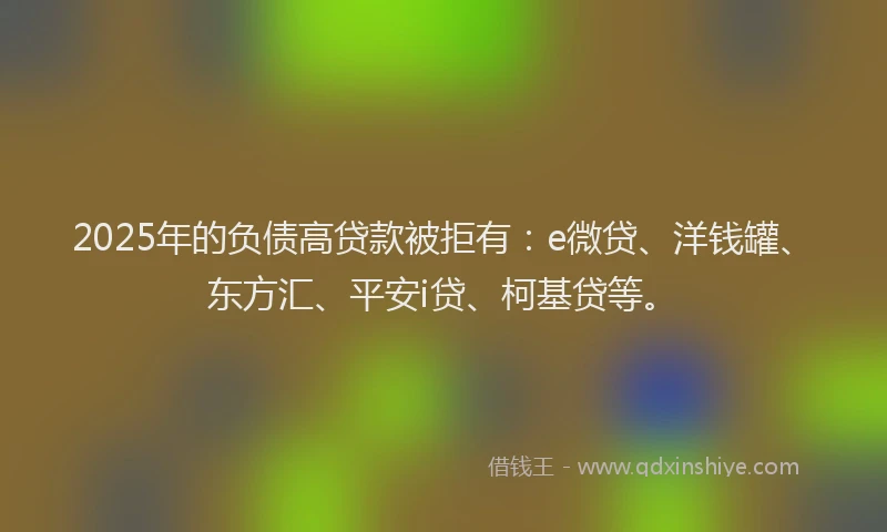 2025年的负债高贷款被拒有：e微贷、洋钱罐、东方汇、平安i贷、柯基贷等。