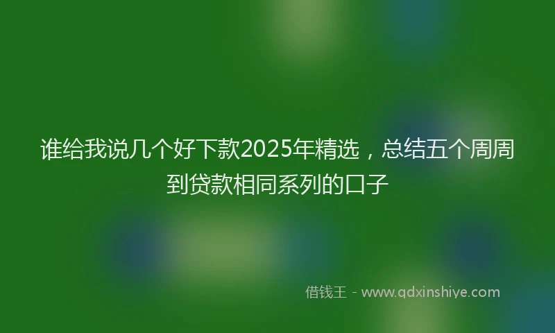 谁给我说几个好下款2025年精选，总结五个周周到贷款相同系列的口子