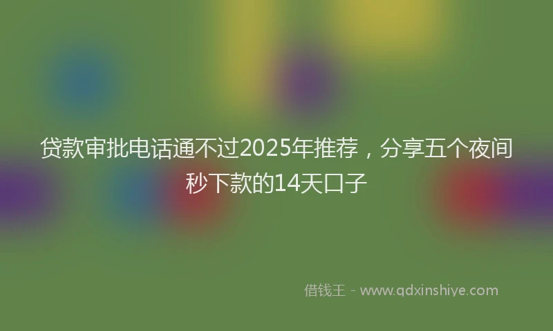 贷款审批电话通不过2025年推荐，分享五个夜间秒下款的14天口子
