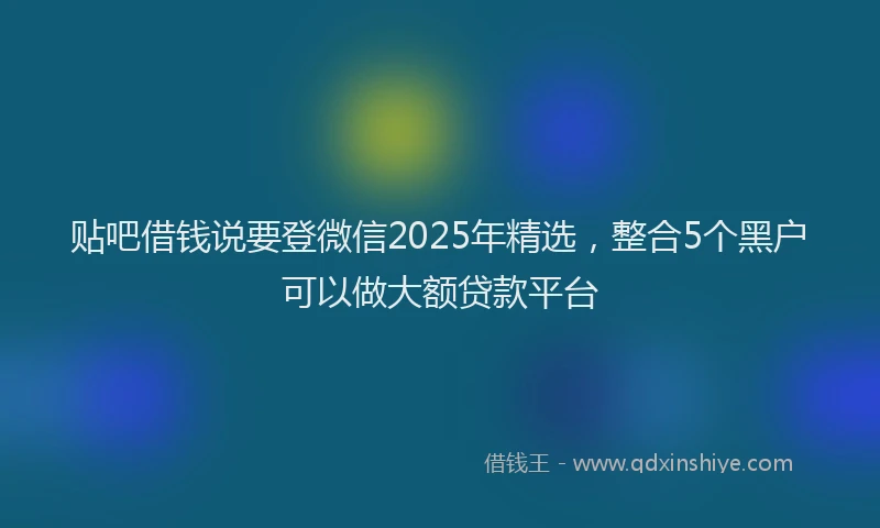 贴吧借钱说要登微信2025年精选，整合5个黑户可以做大额贷款平台