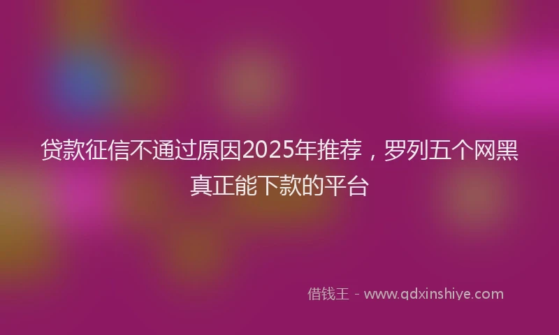 贷款征信不通过原因2025年推荐，罗列五个网黑真正能下款的平台