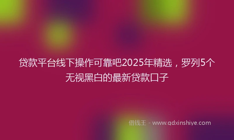 贷款平台线下操作可靠吧2025年精选，罗列5个无视黑白的最新贷款口子
