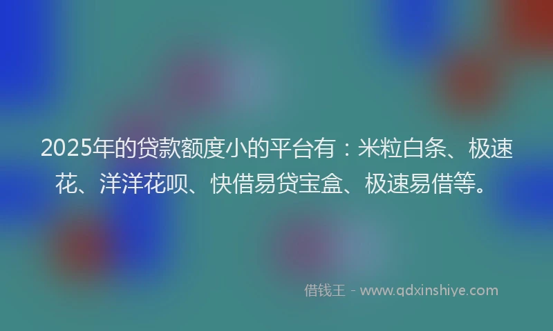 2025年的贷款额度小的平台有：米粒白条、极速花、洋洋花呗、快借易贷宝盒、极速易借等。