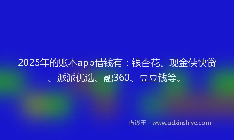 2025年的账本app借钱有：银杏花、现金侠快贷、派派优选、融360、豆豆钱等。