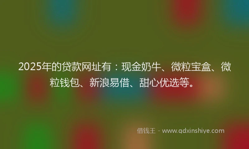 2025年的贷款网址有：现金奶牛、微粒宝盒、微粒钱包、新浪易借、甜心优选等。