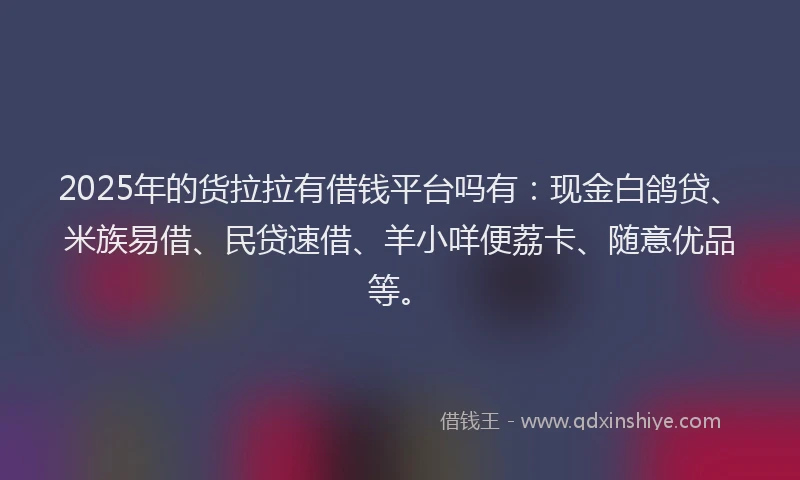 2025年的货拉拉有借钱平台吗有：现金白鸽贷、米族易借、民贷速借、羊小咩便荔卡、随意优品等。