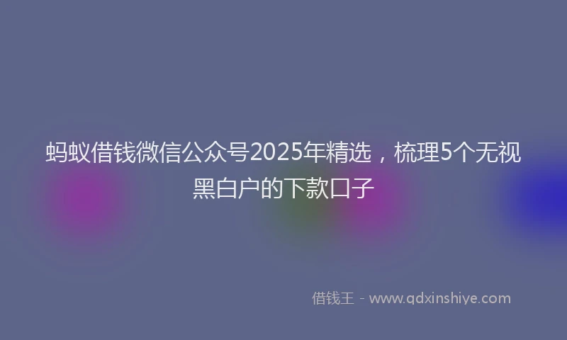 蚂蚁借钱微信公众号2025年精选，梳理5个无视黑白户的下款口子