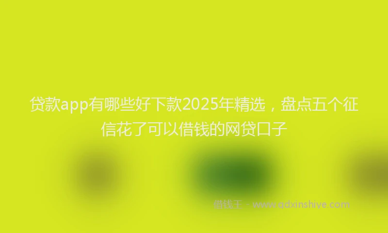 贷款app有哪些好下款2025年精选，盘点五个征信花了可以借钱的网贷口子