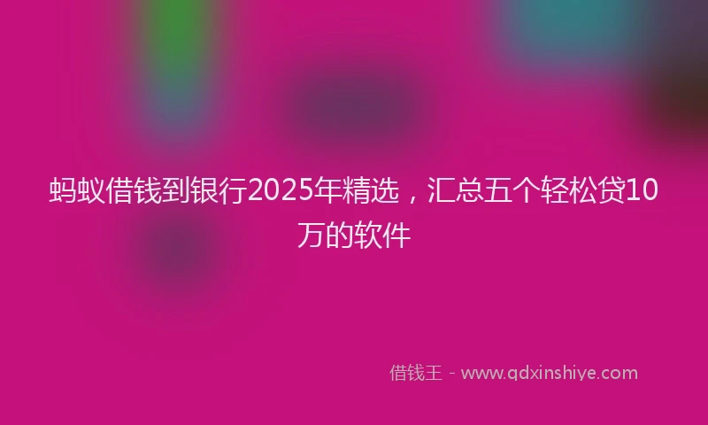 蚂蚁借钱到银行2025年精选，汇总五个轻松贷10万的软件