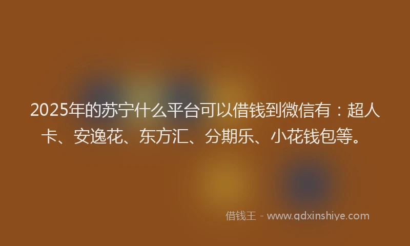 2025年的苏宁什么平台可以借钱到微信有：超人卡、安逸花、东方汇、分期乐、小花钱包等。