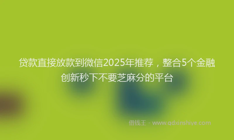 贷款直接放款到微信2025年推荐，整合5个金融创新秒下不要芝麻分的平台