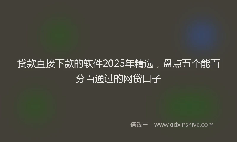 贷款直接下款的软件2025年精选，盘点五个能百分百通过的网贷口子