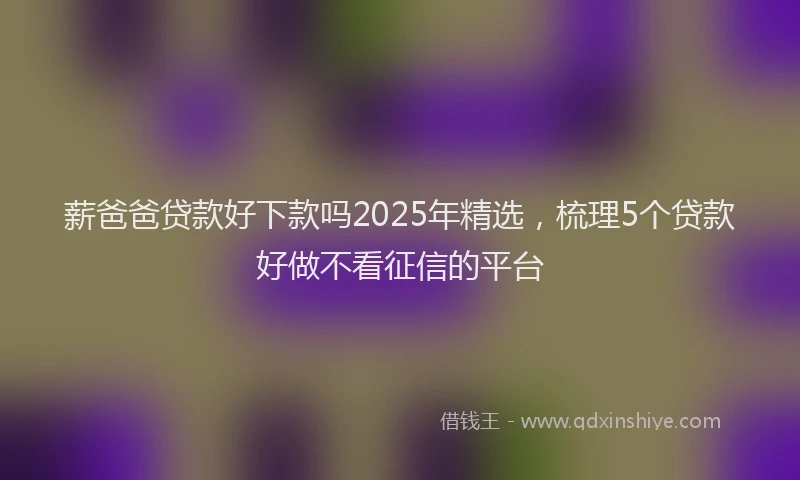 薪爸爸贷款好下款吗2025年精选，梳理5个贷款好做不看征信的平台