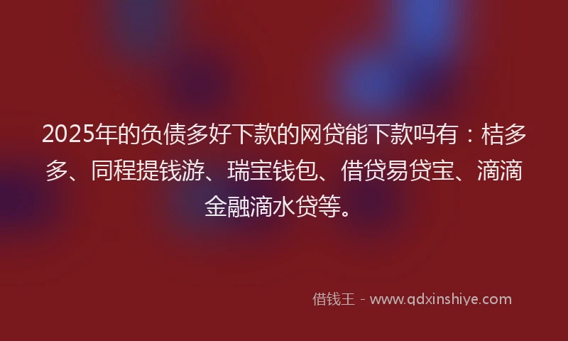 2025年的负债多好下款的网贷能下款吗有：桔多多、同程提钱游、瑞宝钱包、借贷易贷宝、滴滴金融滴水贷等。