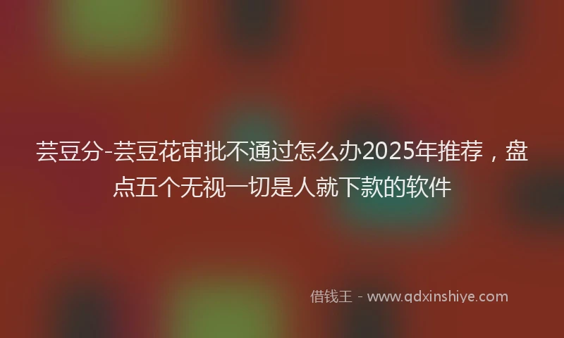 芸豆分-芸豆花审批不通过怎么办2025年推荐，盘点五个无视一切是人就下款的软件