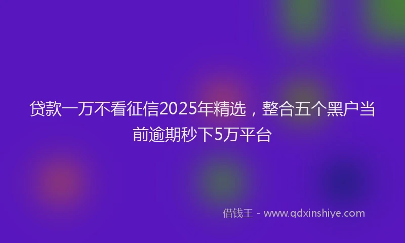 贷款一万不看征信2025年精选，整合五个黑户当前逾期秒下5万平台