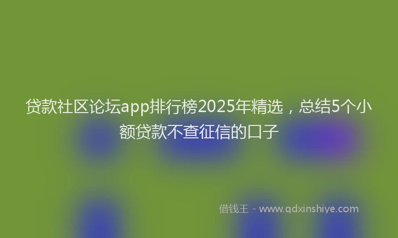 贷款社区论坛app排行榜2025年精选，总结5个小额贷款不查征信的口子