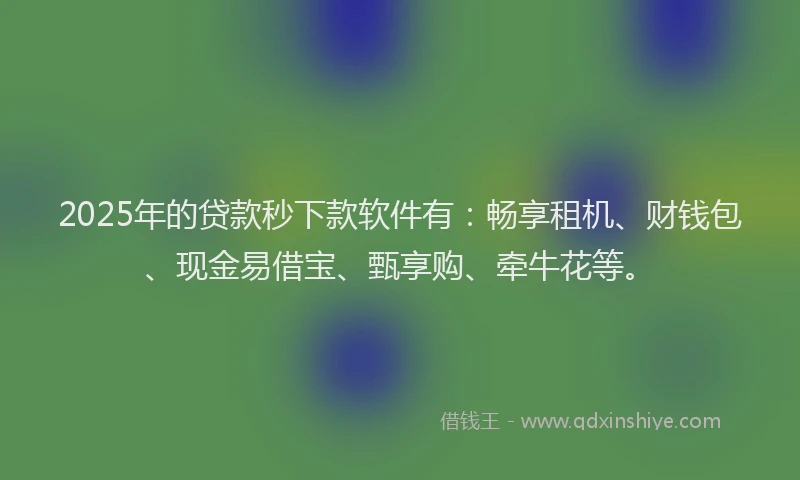 2025年的贷款秒下款软件有：畅享租机、财钱包、现金易借宝、甄享购、牵牛花等。