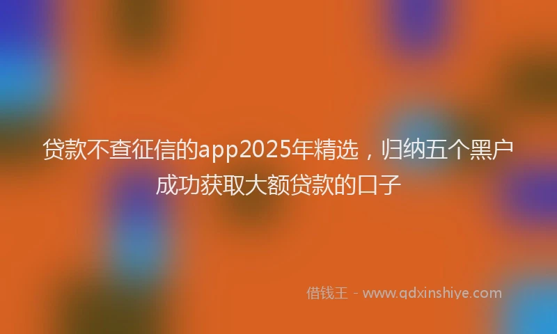 贷款不查征信的app2025年精选，归纳五个黑户成功获取大额贷款的口子
