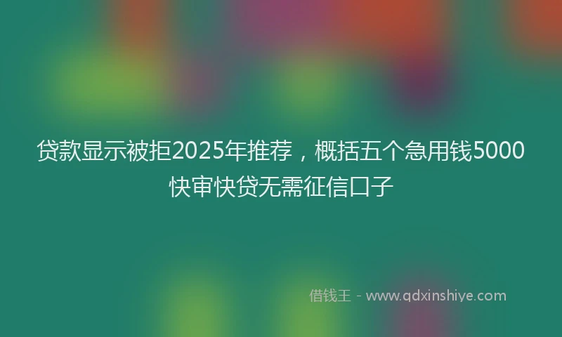 贷款显示被拒2025年推荐，概括五个急用钱5000快审快贷无需征信口子