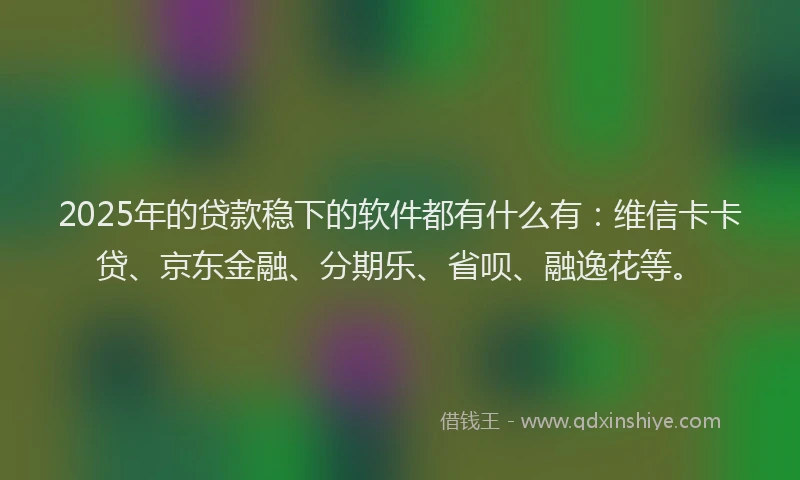 2025年的贷款稳下的软件都有什么有：维信卡卡贷、京东金融、分期乐、省呗、融逸花等。