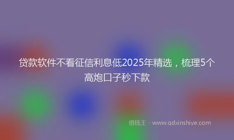 贷款软件不看征信利息低2025年精选，梳理5个高炮口子秒下款