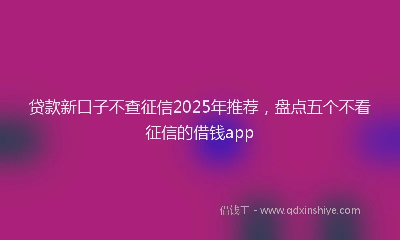 贷款新口子不查征信2025年推荐，盘点五个不看征信的借钱app