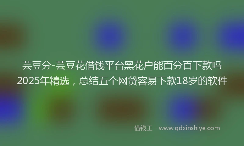 芸豆分-芸豆花借钱平台黑花户能百分百下款吗2025年精选，总结五个网贷容易下款18岁的软件