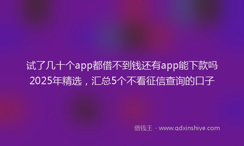 试了几十个app都借不到钱还有app能下款吗2025年精选，汇总5个不看征信查询的口子